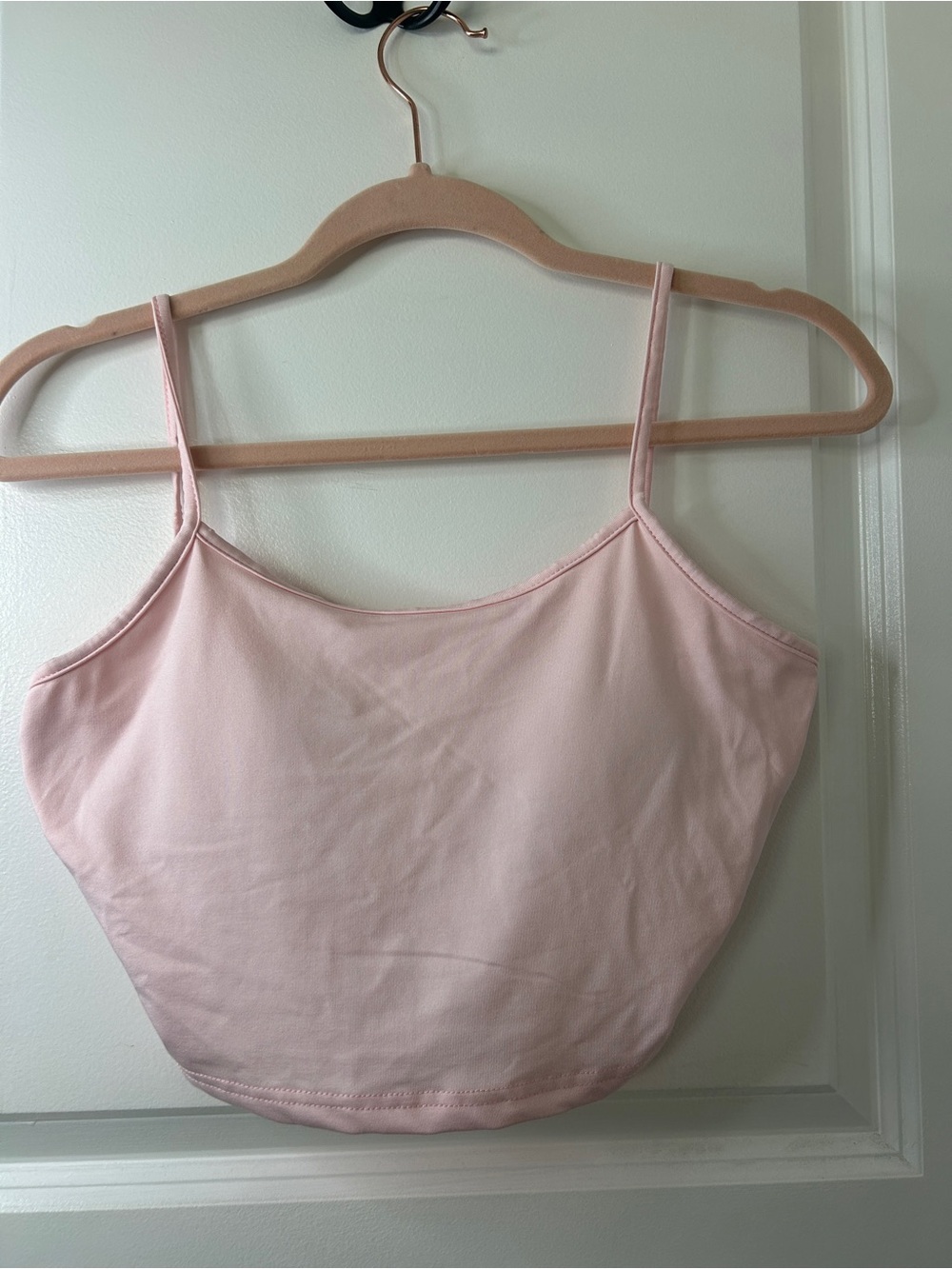 Women's Pink Spaghetti Strap Cropped Sports bra
